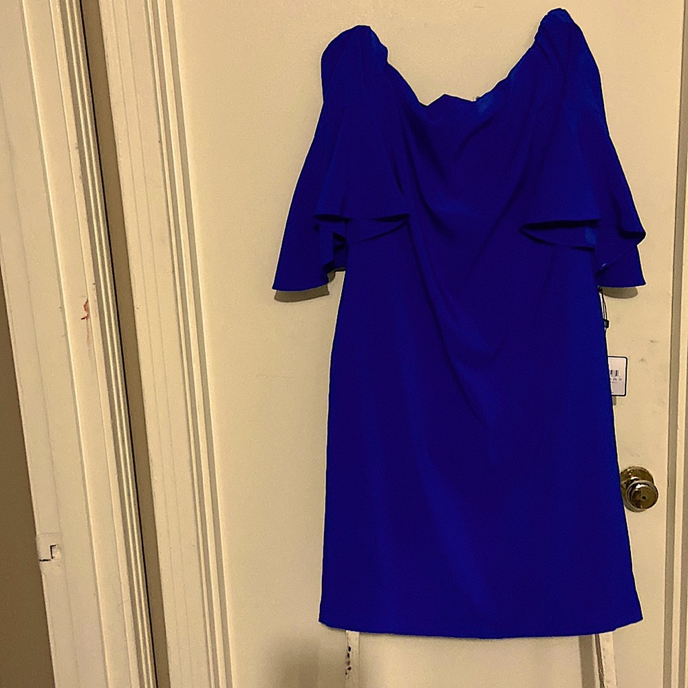 Beautiful Blue Dress. Brand new. It flows with the wind or pearls for dinner.